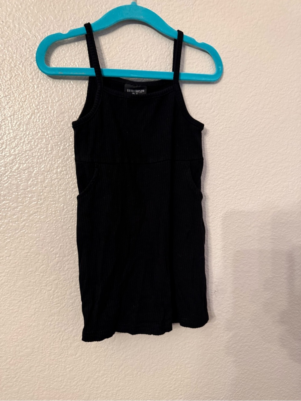 Little Bipsy Black Ribbed Tank Dress for Kids